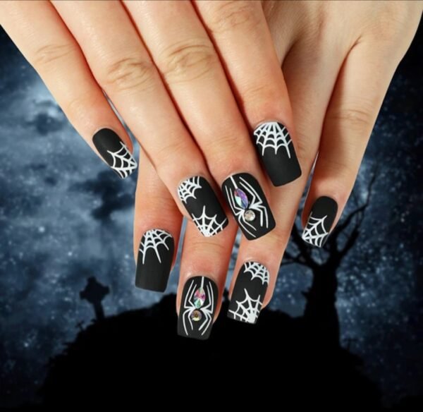 Halloween Press-On Nails – Black Widow