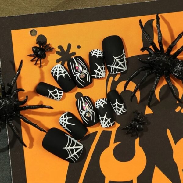 Halloween Press-On Nails – Black Widow - Image 3